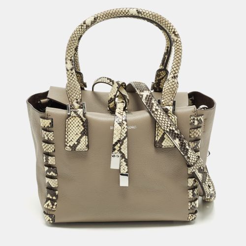 Miranda Mini /Cream Leather and Python Trim Tote - Michael Kors - Modalova