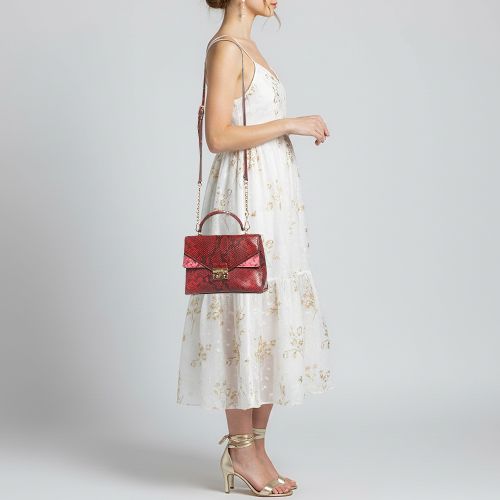Sloan Flap /Pink Python Embossed Leather Top Handle Bag - Michael Kors - Modalova