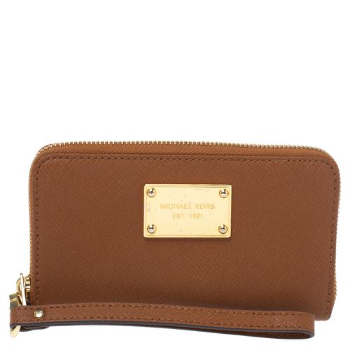 Michael Kors Brown Leather Jet Set Zip Around Wristlet Wallet - Michael Kors - Modalova