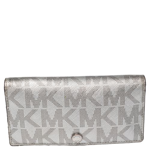 Michael Kors Metallic Silver Signature Coated Canvas Bifold Wallet - Michael Kors - Modalova