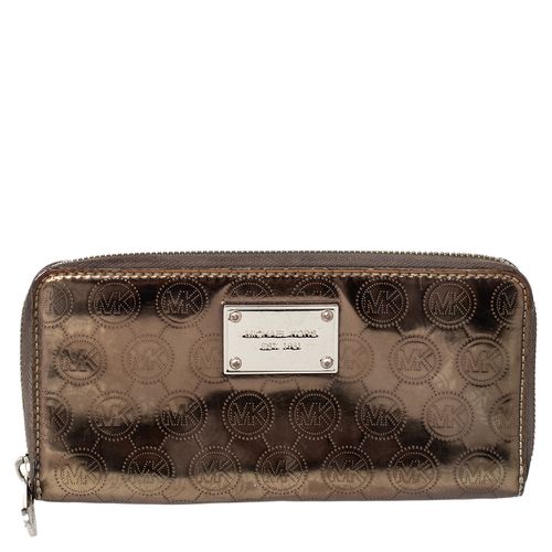 Michael Kors Metallic Gold Leather Jet Set Zip Around Wallet - Michael Kors - Modalova