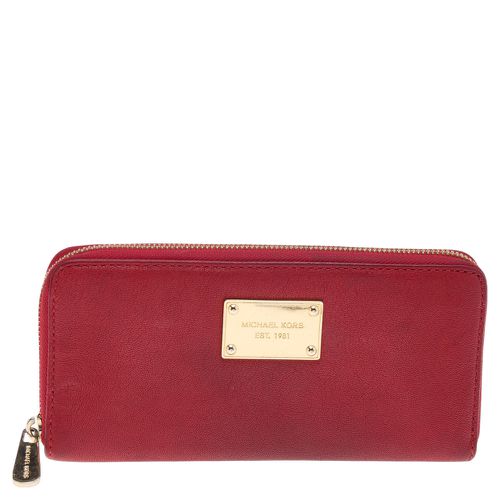 Michael Kors Red Leather Jet Set Zip Around Wallet - Michael Kors - Modalova