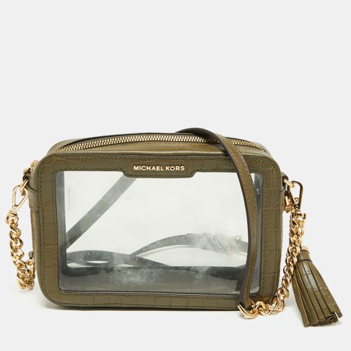 Michael Kors Green PVC and Croc Embossed Ginny Crossbody Bag - Michael Kors - Modalova