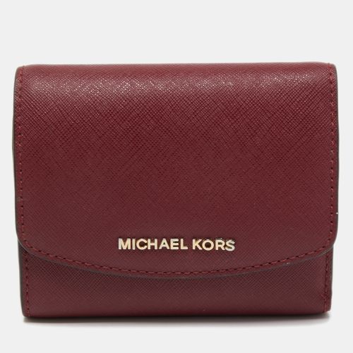 Michael Kors Burgundy Saffiano Leather Jet Set Trifold Wallet - Michael Kors - Modalova