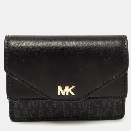 Michael Kors Black/Grey Signature Coated Canvas and Leather Card Case - Michael Kors - Modalova