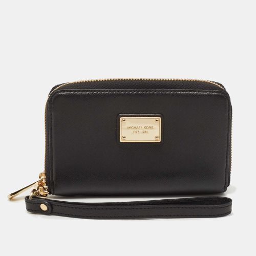 Michael Kors Black Saffiano Leather Jet Set Compact Wristlet Wallet - Michael Kors - Modalova