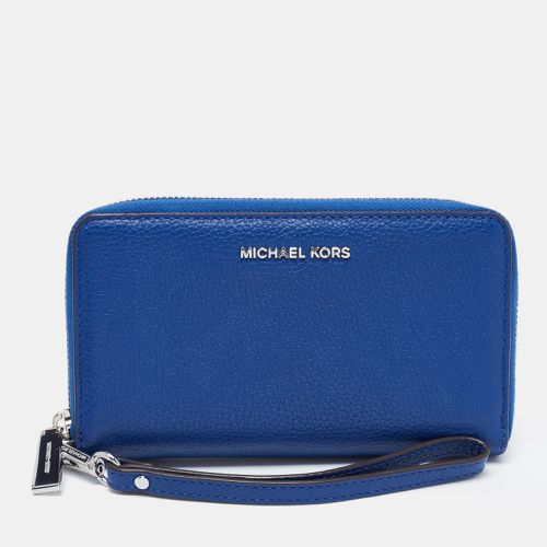 Michael Kors Blue Leather Jet Set Zip Around Wristlet Wallet - Michael Kors - Modalova