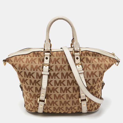 MICHAEL Michael Kors Beige/White GG Canvas and Leather Bedford Belted Shoulder Bag - MICHAEL Michael Kors - Modalova