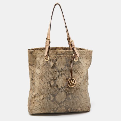 Michael Kors Beige/Grey Python Embossed Suede Tote - Michael Kors - Modalova