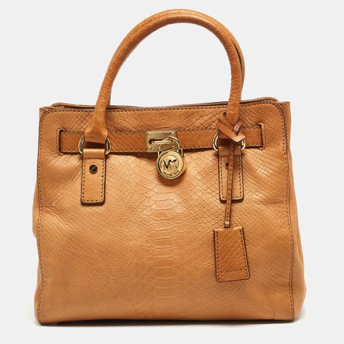 Michael Kors Tan Python Embossed Leather Hamilton North South Tote - Michael Kors - Modalova