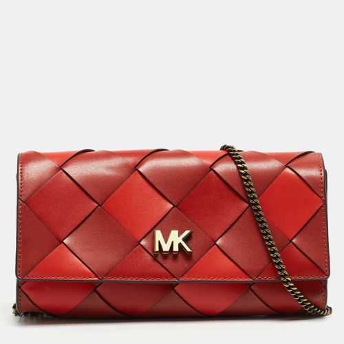 Michael Kors Brick Red/Orange Woven Leather Mott Chain Shoulder Bag - Michael Kors - Modalova