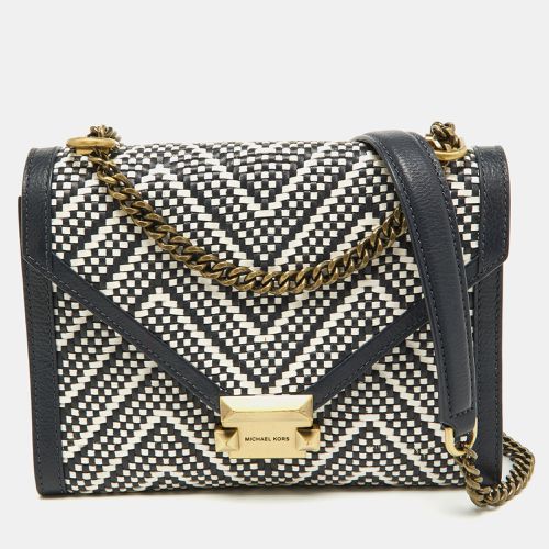 Michael Kors Navy Blue/White Woven Leather Whitney Shoulder Bag - Michael Kors - Modalova