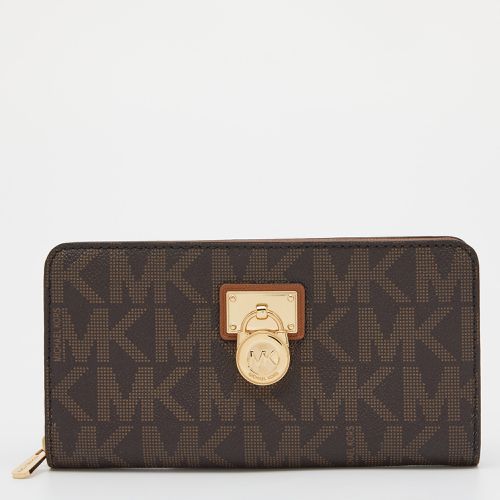 Michael Kors Brown Signature Coated Canvas Zip Around Wallet - Michael Kors - Modalova