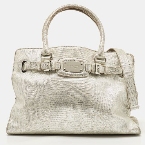 Michael Kors Silver Lizard Embossed Leather East West Hamilton Tote - Michael Kors - Modalova