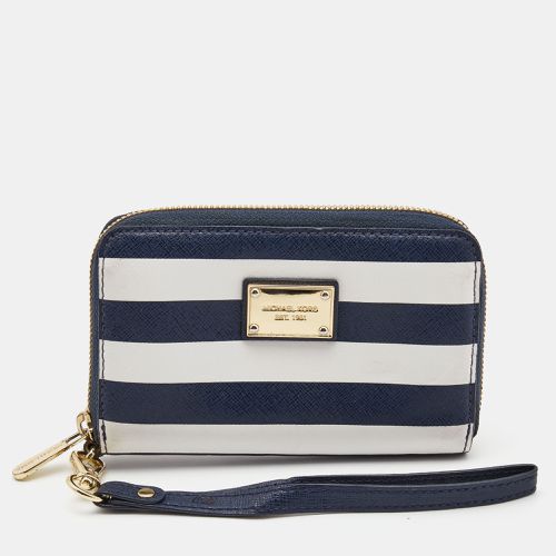 Michael Kors Blue/White Leather Striped Zip Around Wallet - Michael Kors - Modalova