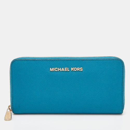 Michael Kors Blue Leather Jet Set Zip Around Wallet - Michael Kors - Modalova