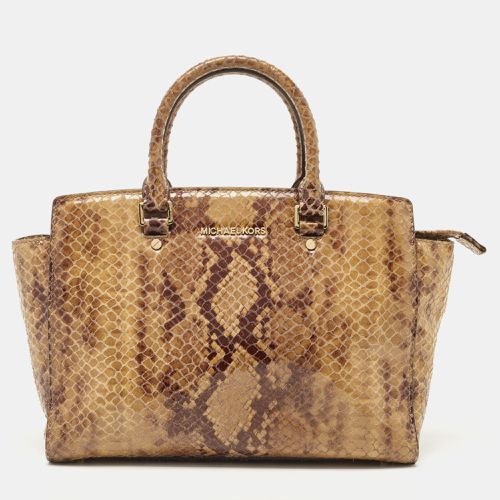 Michael Kors Brown/Black Saffiano Leather Large Selma Satchel - Michael Kors - Modalova