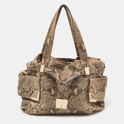 Michael Kors Beige/Black Python Effect Leather Satchel - Michael Kors - Modalova