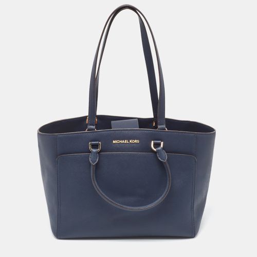 Michael Kors Navy Blue Leather Large Emmy Tote - Michael Kors - Modalova