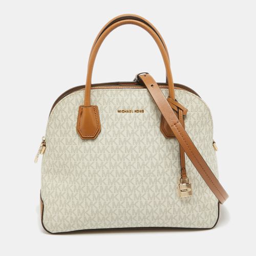 Michael Kors Brown/White Signature Coated Canvas Veronica Dome Satchel - Michael Kors - Modalova