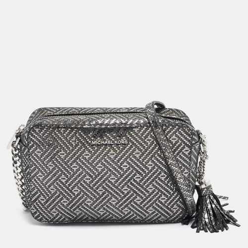 Michael Kors Metallic Grey Textured Leather Ginny Camera Crossbody Bag - Michael Kors - Modalova