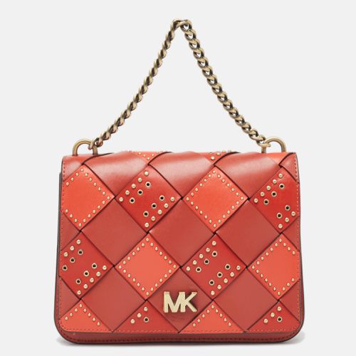 Michael Kors Red Woven Leather Studded Mott Top Handle Bag - Michael Kors - Modalova