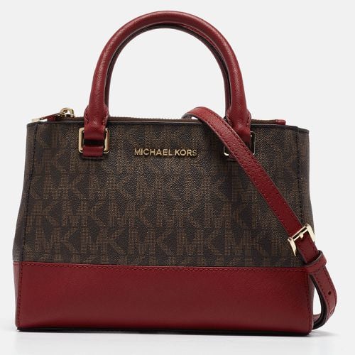 Michael Kors Burgundy/Brown Signature Coated Canvas and Leather XS Kellen Tote - Michael Kors - Modalova