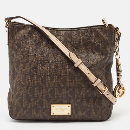 Michael Kors Brown Signature Coated Canvas and Leather Jet Set Travel Messenger Bag - Michael Kors - Modalova