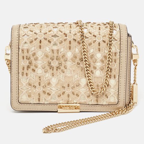 Michael Kors Beige Leather Beaded Gusset Jade Chain Clutch - Michael Kors - Modalova