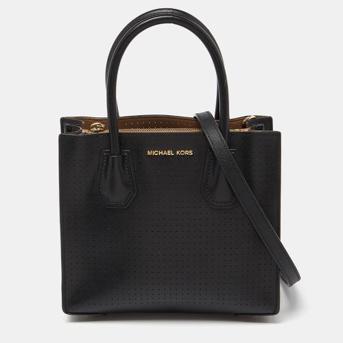 Michael Kors Black Perforated Leather Mercer Tote - Michael Kors - Modalova