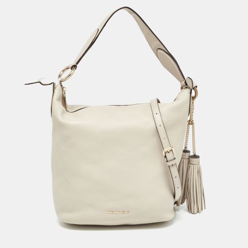 Michael Kors Light Grey Leather Elana Tassel Bucket Bag - Michael Kors - Modalova