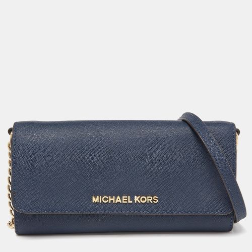 Michael Kors Blue Leather Jet Set Travel Wallet On Chain - Michael Kors - Modalova