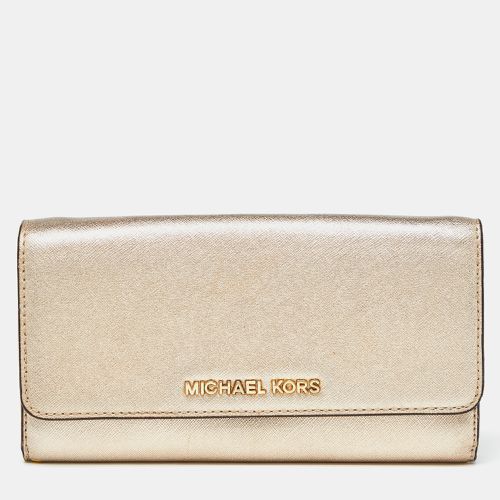 Michael Kors Gold Leather Jet Set Travel Wallet On Chain - Michael Kors - Modalova