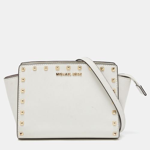 Michael Kors White Saffiano Studded Leather Small Selma Crossbody Bag - Michael Kors - Modalova