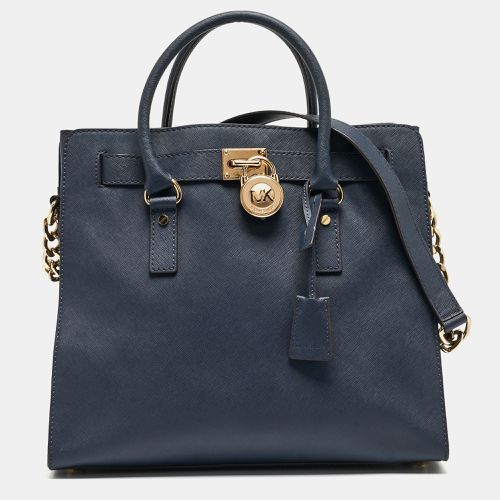 MICHAEL Michael Kors Navy Blue Leather Large Hamilton North South Tote - MICHAEL Michael Kors - Modalova