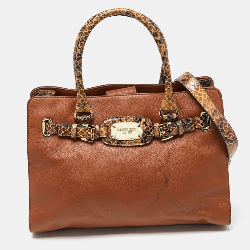 Michael Kors Brown Snakeskin Embossed Leather Hamilton Tote - Michael Kors - Modalova