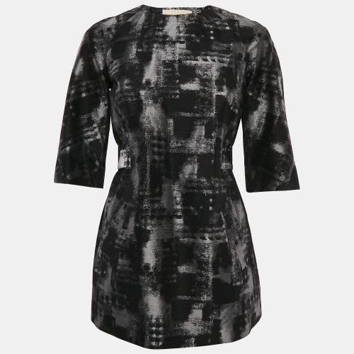 Michael Kors Black/Grey Abstract Jacquard Tunic Top S - Michael Kors - Modalova