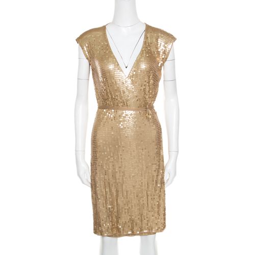 Michael Michael Kors Gold Sequined Wrap Dress S - MICHAEL Michael Kors - Modalova