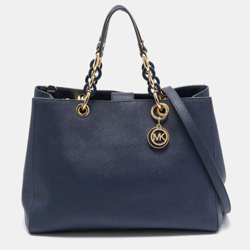 MICHAEL Michael Kors Navy Blue Leather Cynthia Tote - MICHAEL Michael Kors - Modalova