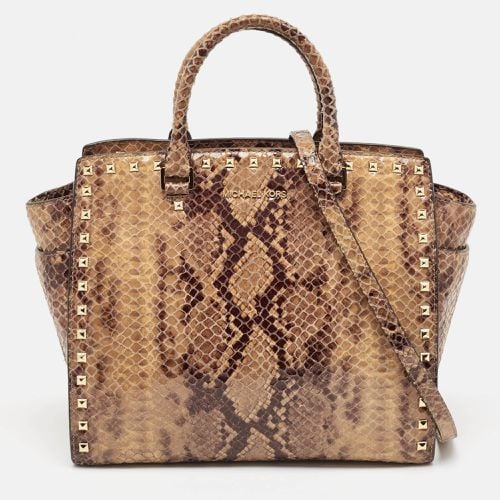 Snakeskin Embossed Leather Large Selma Tote - MICHAEL Michael Kors - Modalova