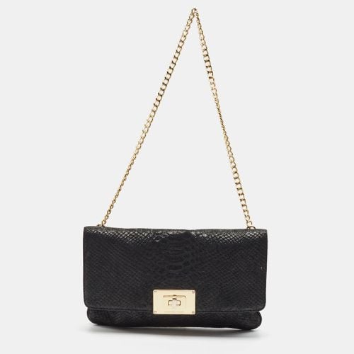 MICHAEL Michael Kors Black Python Embossed Leather Turnlock Chain Bag - MICHAEL Michael Kors - Modalova