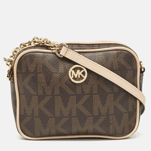 MICHAEL Michael Kors Beige/Brown Signature Coated Canvas and Leather Mini Camera Crossbody Bag - MICHAEL Michael Kors - Modalova