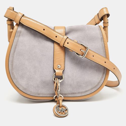 Michael Michael Kors Brown/Lilac Suede Saddle Shoulder Bag - MICHAEL Michael Kors - Modalova