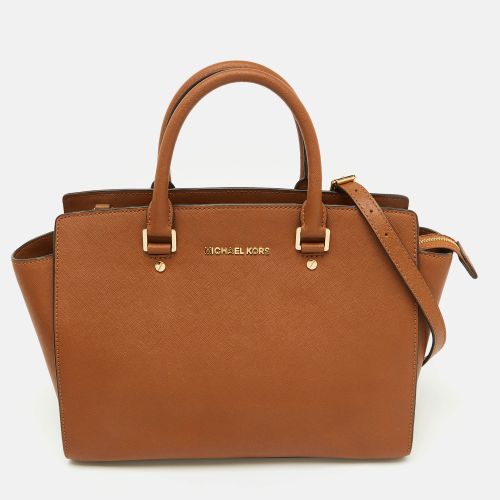 MICHAEL Michael Kors Brown Saffiano Leather Large Selma Satchel - MICHAEL Michael Kors - Modalova