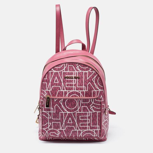 MICHAEL Michael Kors Pink Signature Coated Canvas and Leather Backpack - MICHAEL Michael Kors - Modalova