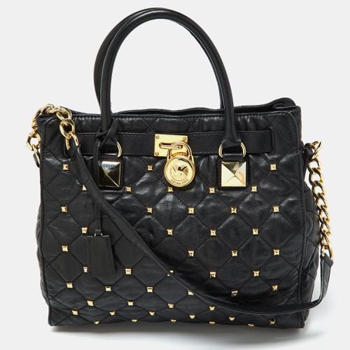 MICHAEL Michael Kors Black Leather Large Studded Hamilton North South Tote - MICHAEL Michael Kors - Modalova