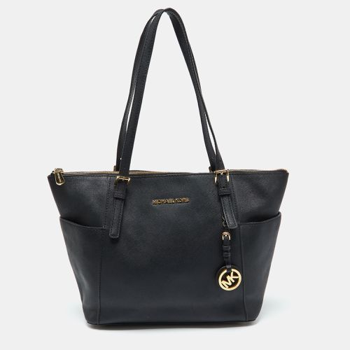 MICHAEL Michael Kors Black Leather Medium Jet Set Top Zip Tote - MICHAEL Michael Kors - Modalova