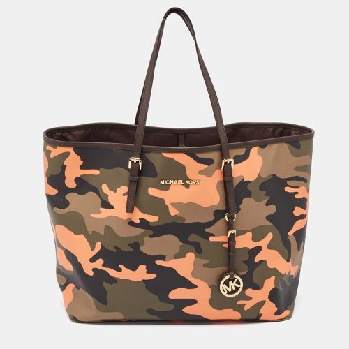 MICHAEL Michael Kors Multicolor Camouflage Leather Large Jet Set Travel Tote - MICHAEL Michael Kors - Modalova