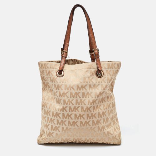 MICHAEL Michael Kors Beige/Brown Signature Canvas and Leather North South Tote - MICHAEL Michael Kors - Modalova