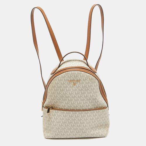 MICHAEL Michael Kors Brown/White Signature Coated Canvas and Leather Valerie Backpack - MICHAEL Michael Kors - Modalova